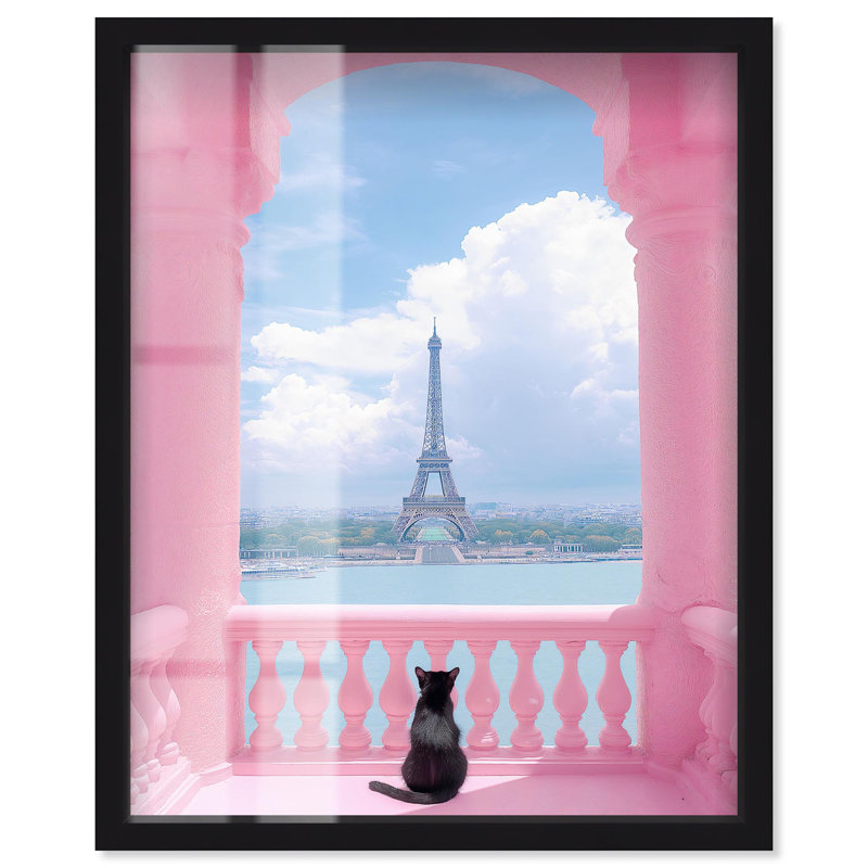 Chat du balcon, reproduction d'art par Art Remedy, H 31 po x l 25 po, Noir