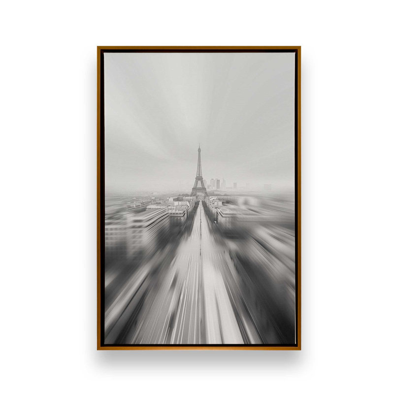 Impression sur toile Parisian Blur, H 48,75 po x l 32,75 po x P 1,75 po, Cadre flottant or poli