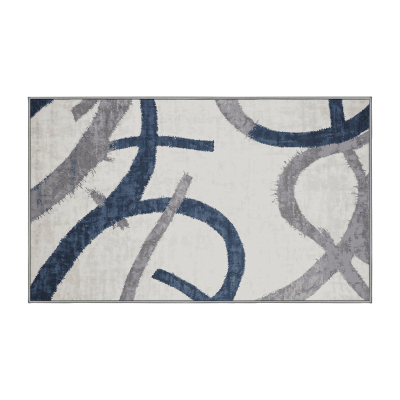 Machine Washable Gray Area Rug, Runner 2' x 4'