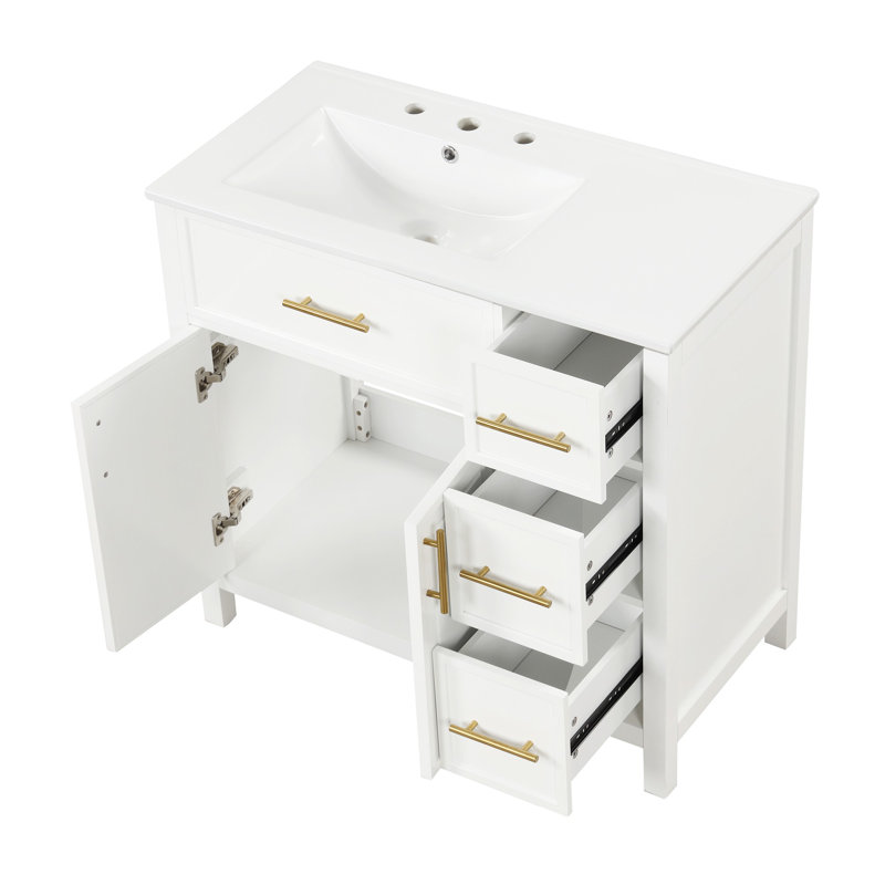 Meuble-lavabo de 36 pouces avec comptoir pour lavabo, Blanc