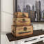 Corey Wooden Nesting Upholstered Decorative Brown Trunk with Vintage Accents and Studs Set