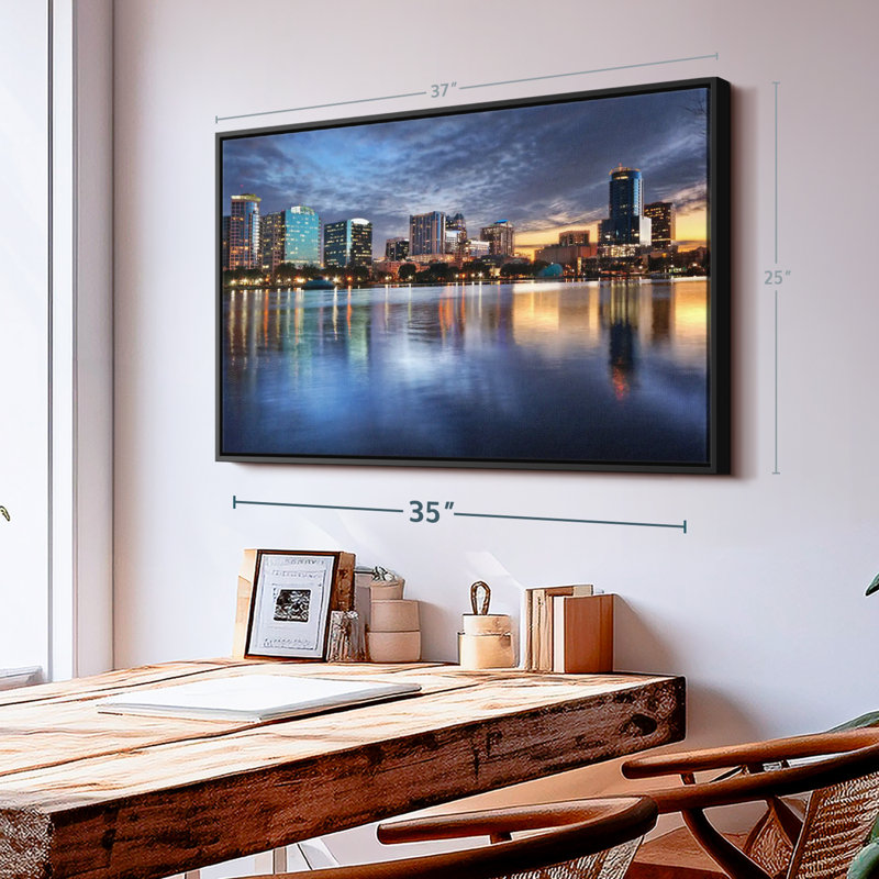 Impression sur toile Orlando Night Skyline, H 25 po x l 37 po