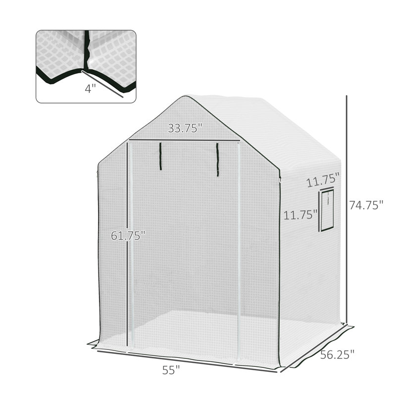Serre, H 74,75 po x l 55 po x P 56,25 po, Blanc
