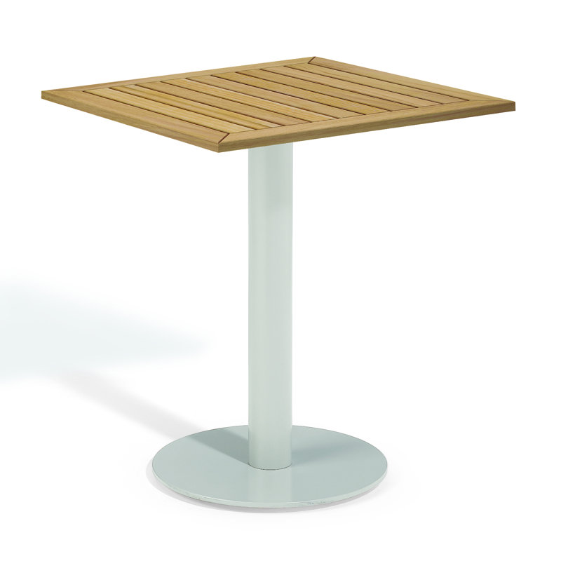 Travira Outdoor Square Bistro Table, Natural Tekwood, 26" W x 26" L x 29.5" H, Flint