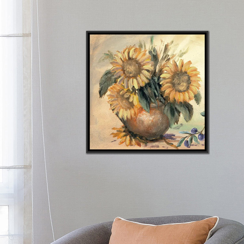 «Sunflower Bouquet Ll», reproduction sur toile, H 18 po x l 18 po x P 1,5 po, Toile avec cadre noir, Pas de tapis