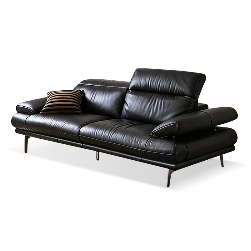 Canapé modulaire noir en similicuir, H 39,37 po x l 110,24 po x P 42,52 po