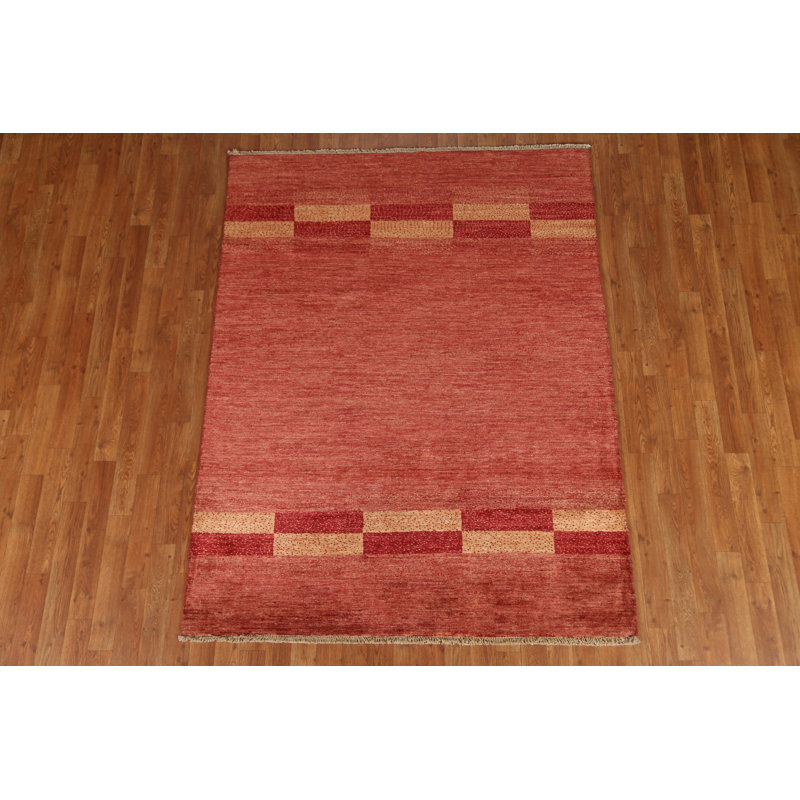 Tapis géométrique en laine Gabbeh Kashkoli fabriqué à la main 5 x 6