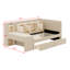 Lit de jour rembourré avec tiroirs, tablettes, armoires rabattables et table d'appoint-726204791
