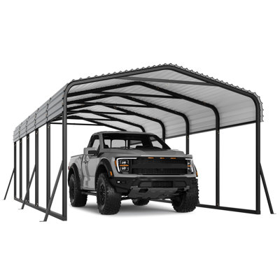 Metal Carport 12x20FT, Carport Kits with Galvanized Steel Roof & Enhanced Base for Truck Tractor Boat Car
