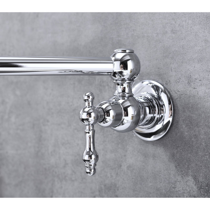Pot Filler Faucet Wall Mount, Folding With Arm For Practical And Convenient Use, Double Handles To Regulate Water, Corrosion Coating, Brass Faucet, Mounted , Optimal Water Control, Finish,