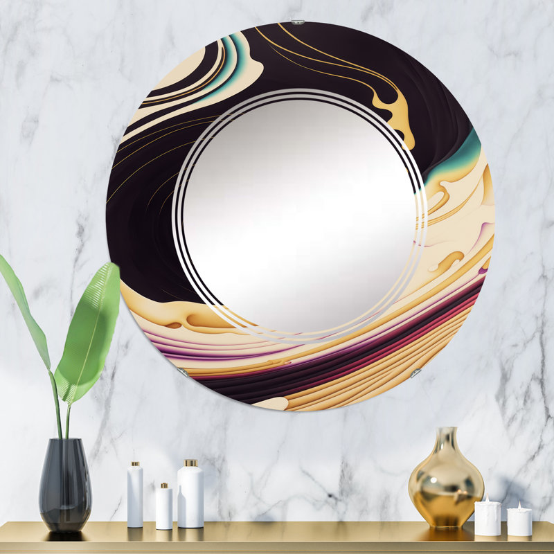 Miroir mural Rafan mauve, doré et bleu Rafan II, 32 po x 32 po
