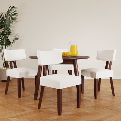 18'' H Mid Century Upholstered Side Dining Chairs With Brown Solid Wood Legs, Set Of 4