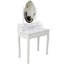 Ensemble de coiffeuse avec miroir et tabouret rembourré, modes d'éclairage, coiffeuse en bois à 4 tiroirs pour chambre de fille, coiffeuse avec beaucoup de rangement-125710301