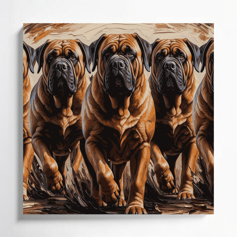 Dogs Mastiff Black Canvas Wall Art, 12" H x 12" W