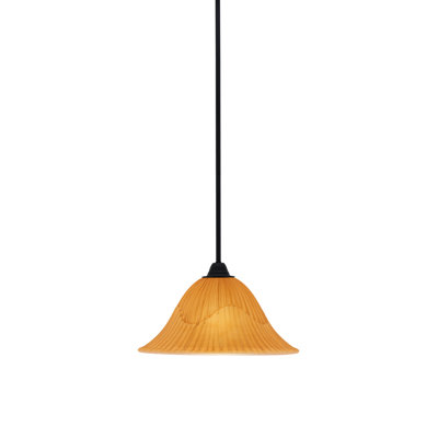 Luminaire suspendu sur pied Paramount, fini noir mat avec verre tigre de 14 po