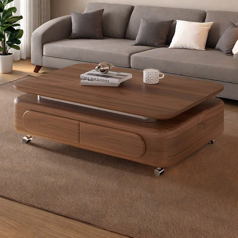 Table basse minimaliste en bois massif noyer, H 16,53 po x L 59,05 po x l 33,46 po