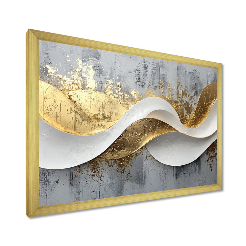 Amick V - Abstract Large Wall Art, 30" H x 40" W, Single Picture Framed, Gold