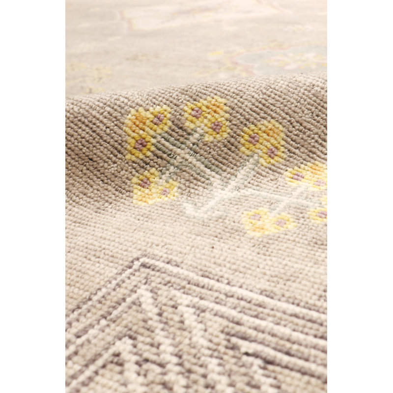 Khotan Camel and Beige Hand-Knotted Wool Silk Area Rug 8' x 10'