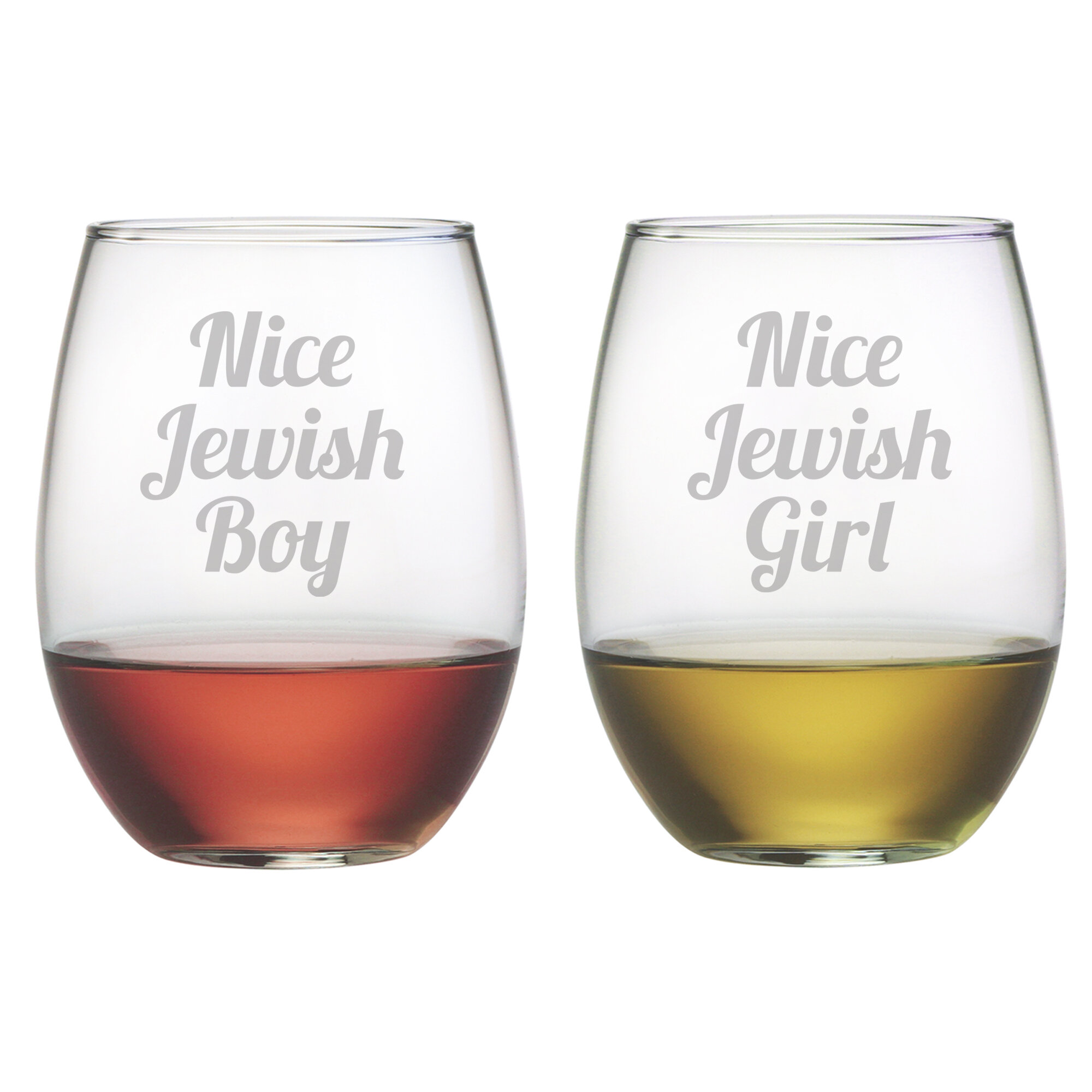 The Holiday Aisle Naughty and Nice 2-Piece Stemless Wine Glass Set