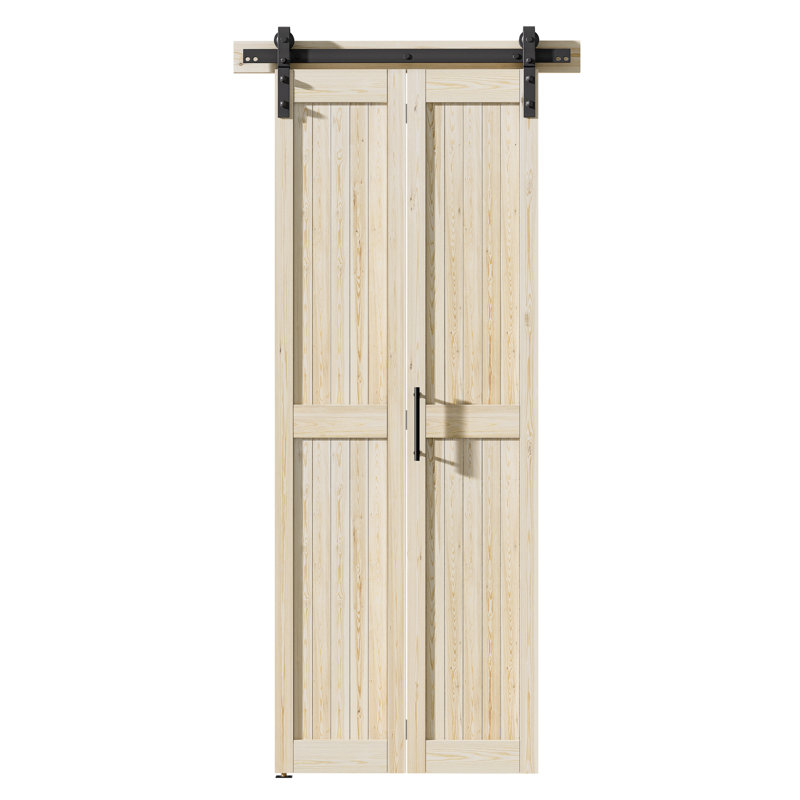 Porte pliante en bois de pin massif assemblé avec trousse de quincaillerie, Non fini, 40 po x 84 po