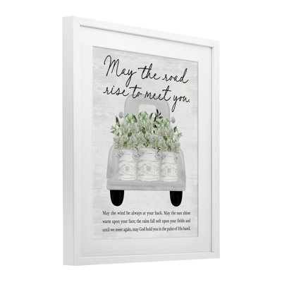«May Road Rise To Meet You», reproduction sous verre encadrée, design par lettré et doublé