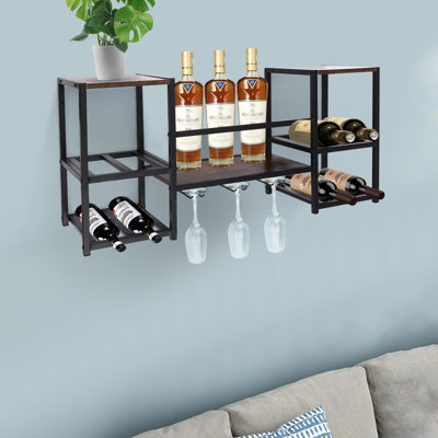 Ellian Wine Bottle & Glass Rack Black