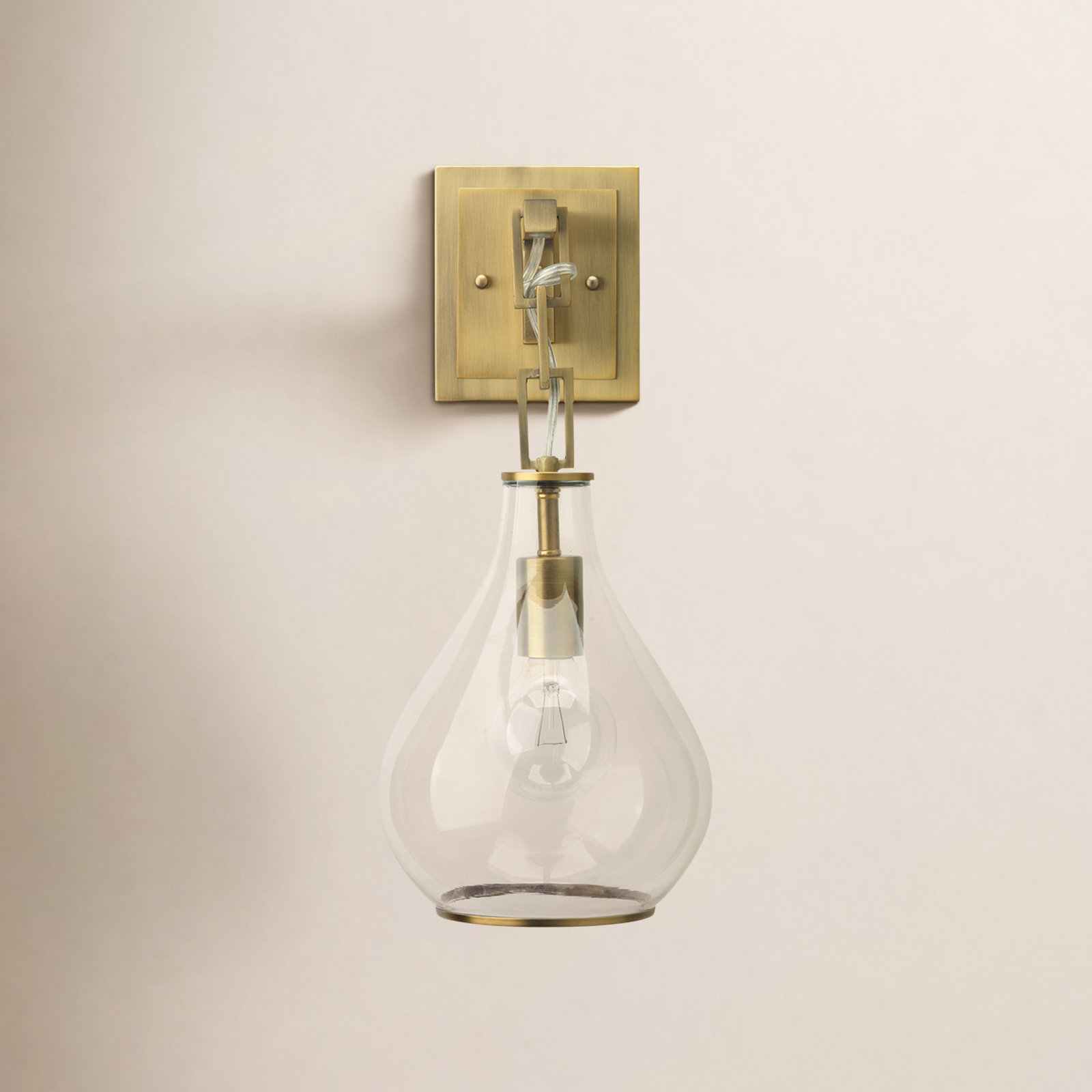 Single Light Glass Dimmable Armed Sconce, Brass