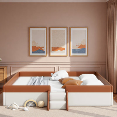 Upholstered Daybed Frame With Fence And Stairs