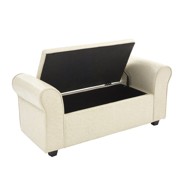 Banc de rangement avec repose-pieds Audris, Crème