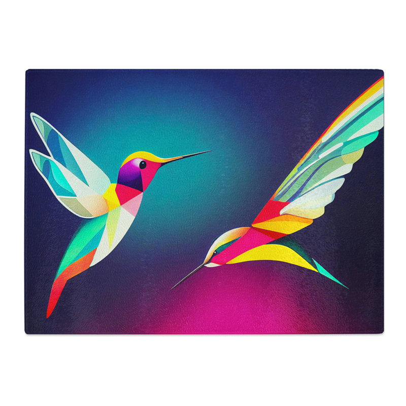 Groovy Hummingbirds Abstract  Glass Chopping Board