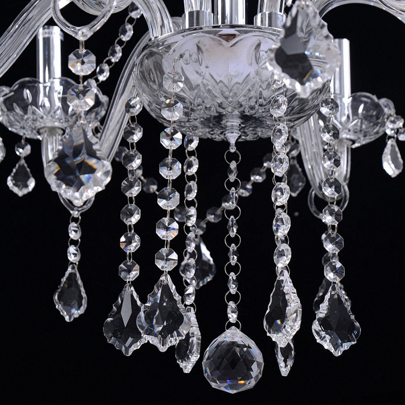 Ayushmaan 6 - Light Dimmable Crystal Empire Candle-Style Chandelier, Silver
