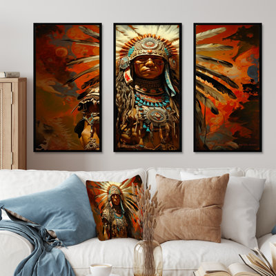 Native Art Traditional Warrior II - Ensemble d'art mural amérindien