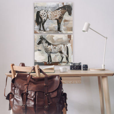 Ensemble de 2 impressions murales sur toile Expressionist Spotted Horses, design par Victoria Barnes
