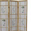 Cloison 3 traditionnelle de style asiatique de 70 po en pin massif naturel avec imprimé floral, paravent 50 po x 70 po H 3 pouces, finition, pin, style asiatique