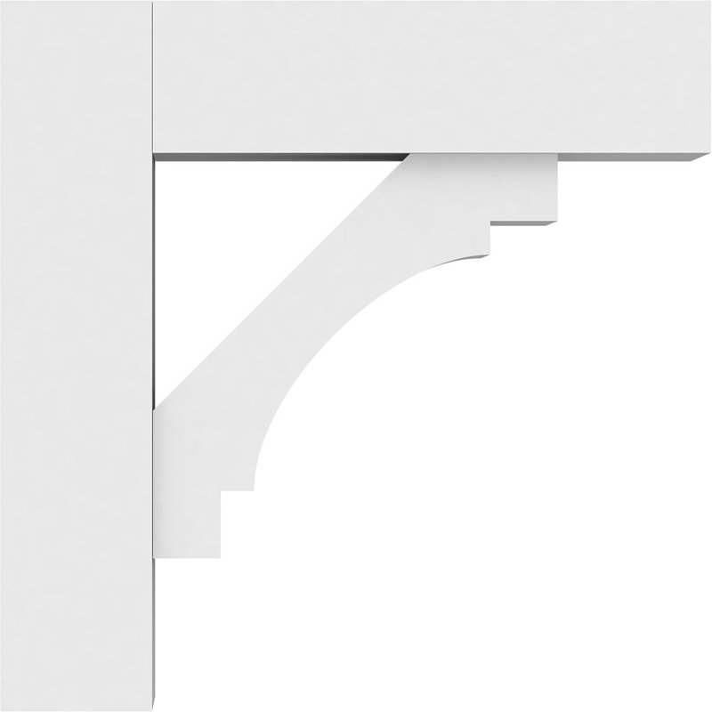 3"W x 14"D x 14"H Standard Merced Architectural Grade PVC Bracket with Block Ends, 14"H x 3"W x 14"D