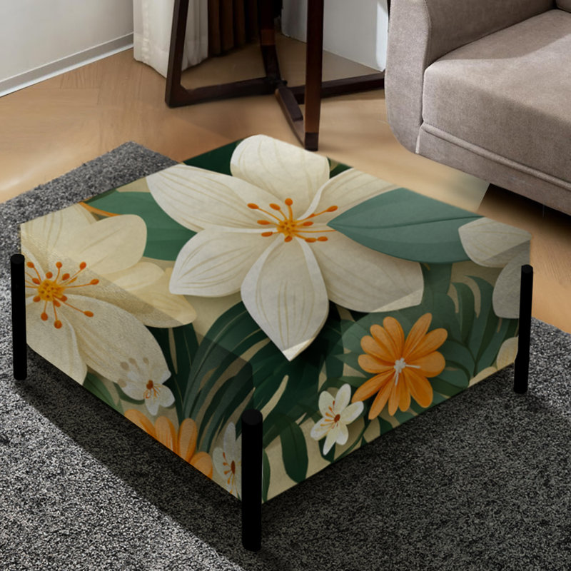 Mango Bloom - motif tropical II - grand repose-pieds carré tropical