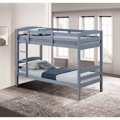 Arch Design Grey Twin Over Bunk Bed, Transitional Style, Solid And Engineered Wood, Insert & Lock Joint, 79 Inches Wide For Bedroom Decor Finish Design, 65 High Essential