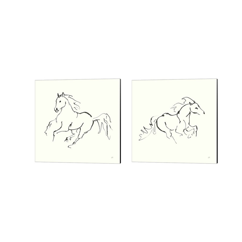 «Line Horse» par Chris Paschke, art sur toile (ensemble de 2)