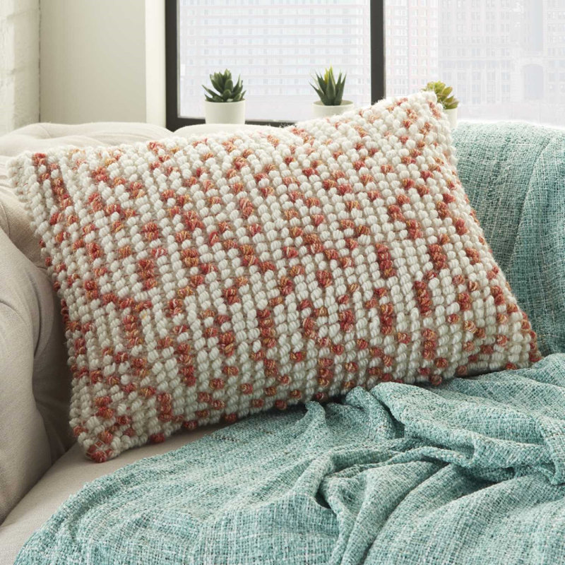 Walburn Outdoor Rectangular Pillow Cover & Insert, 14" H x 20" W, Coral Orange, Polyester