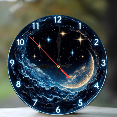 Horloge avec lune et étoiles