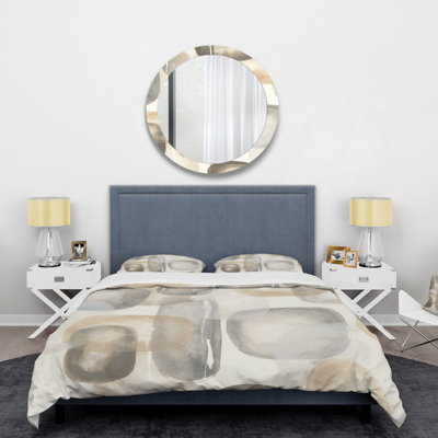 Neutral Oval Grey Stones I - Modern Glam Duvet Cover Set - Microfiber Polyester