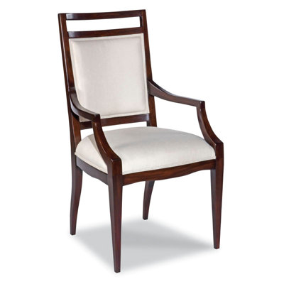 Chaise avec accoudoirs rembourrée en lin Addison