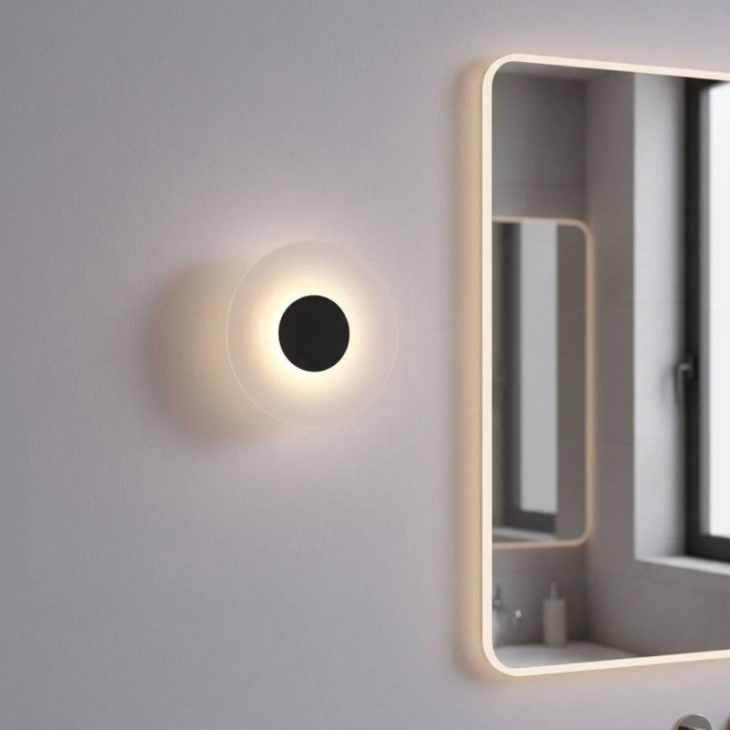 UltraBeam Round Black 6 Watt LED Outdoor LED Wall Light - 600 Lumens - 3000K Warm White - 250mm Diameter