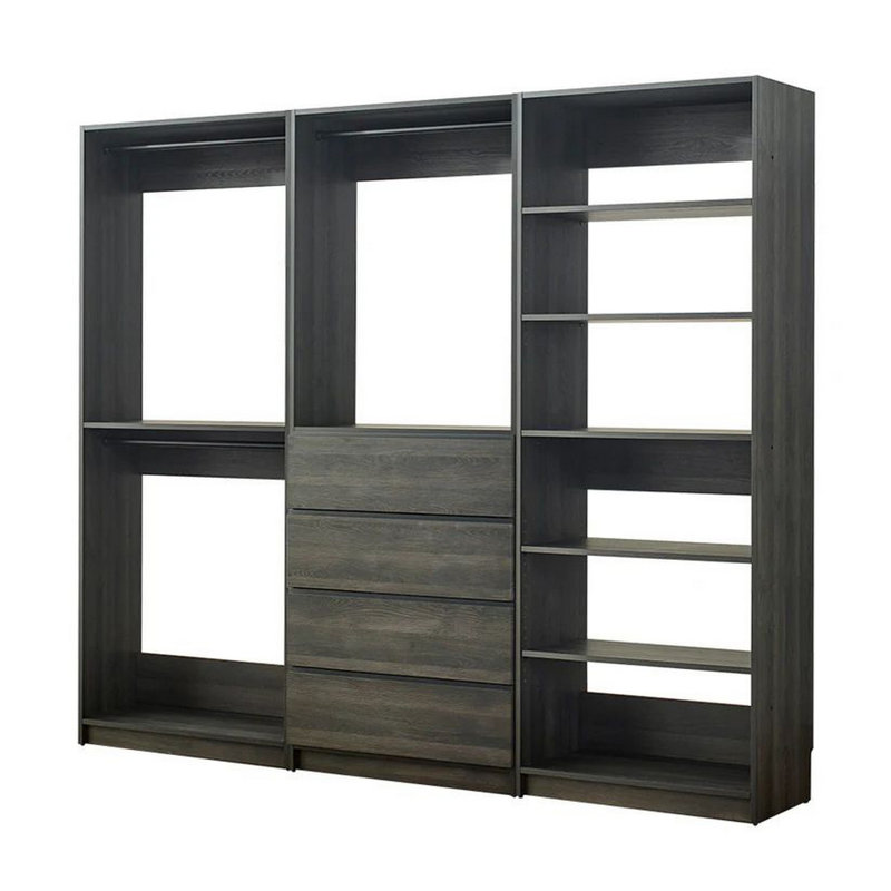 Dee Modular Freestanding Closet System, 4 Drawers, 5 Shelves, Dark Gray