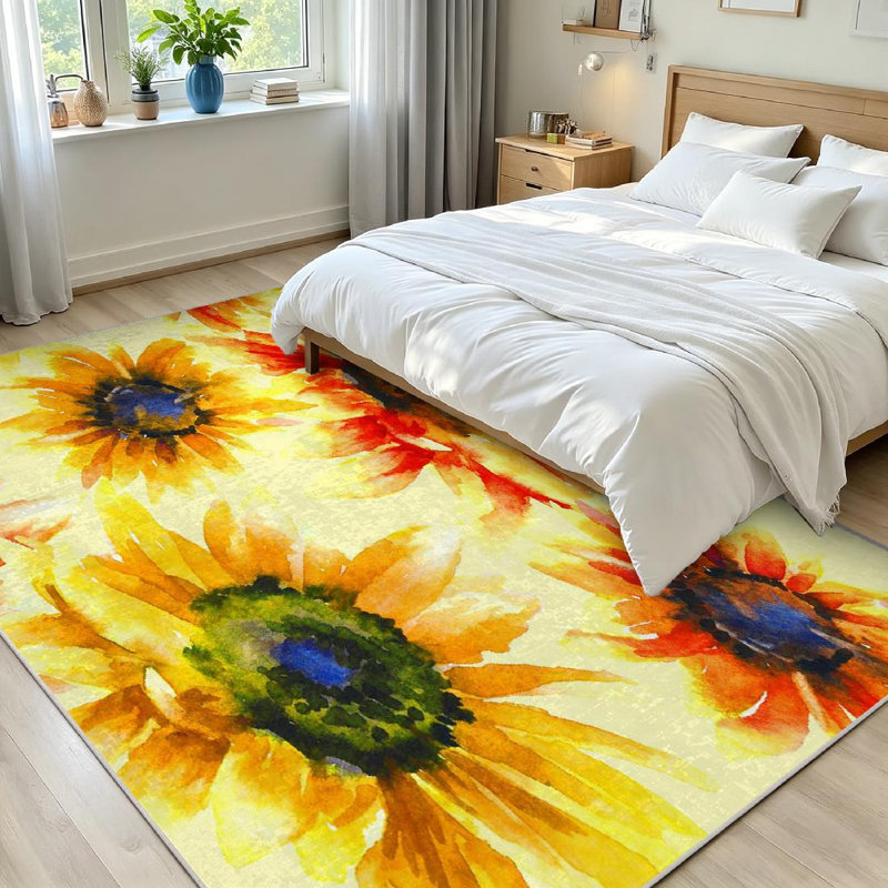 Tapis transparent transparent lavable à la machine à l'aquarelle, Rectangle 71 po x 98 po