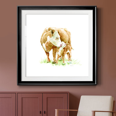Vache et veau - Peinture encadrée