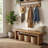 63-Inch Bench, Solid Wood Entryway Bench