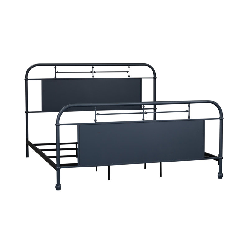 Edmund Metal Standard Bed, King, Navy