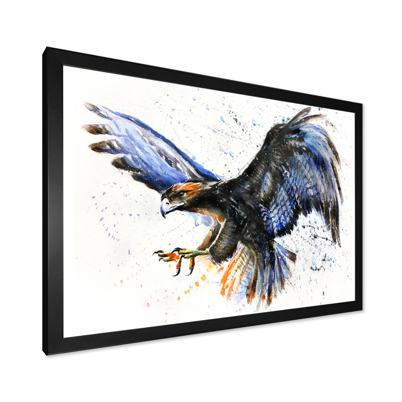 Art mural sur toile aigle, reproduction d'oiseau de proie - chasseur d'aigle, Cadre photo noir, H 8 po x l 12 po x P 1 po