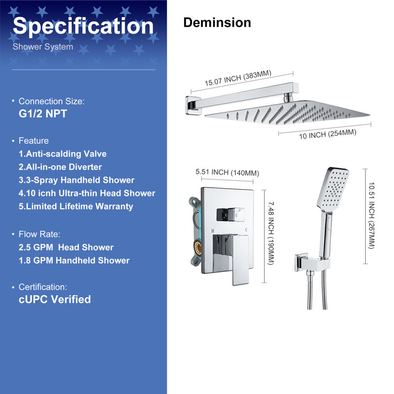All-In-One Kit with Rough in-Valve, Chrome
